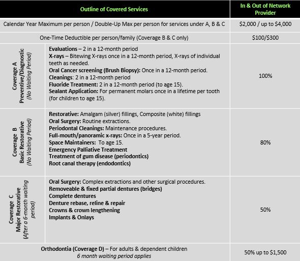 2022 Dental Chart